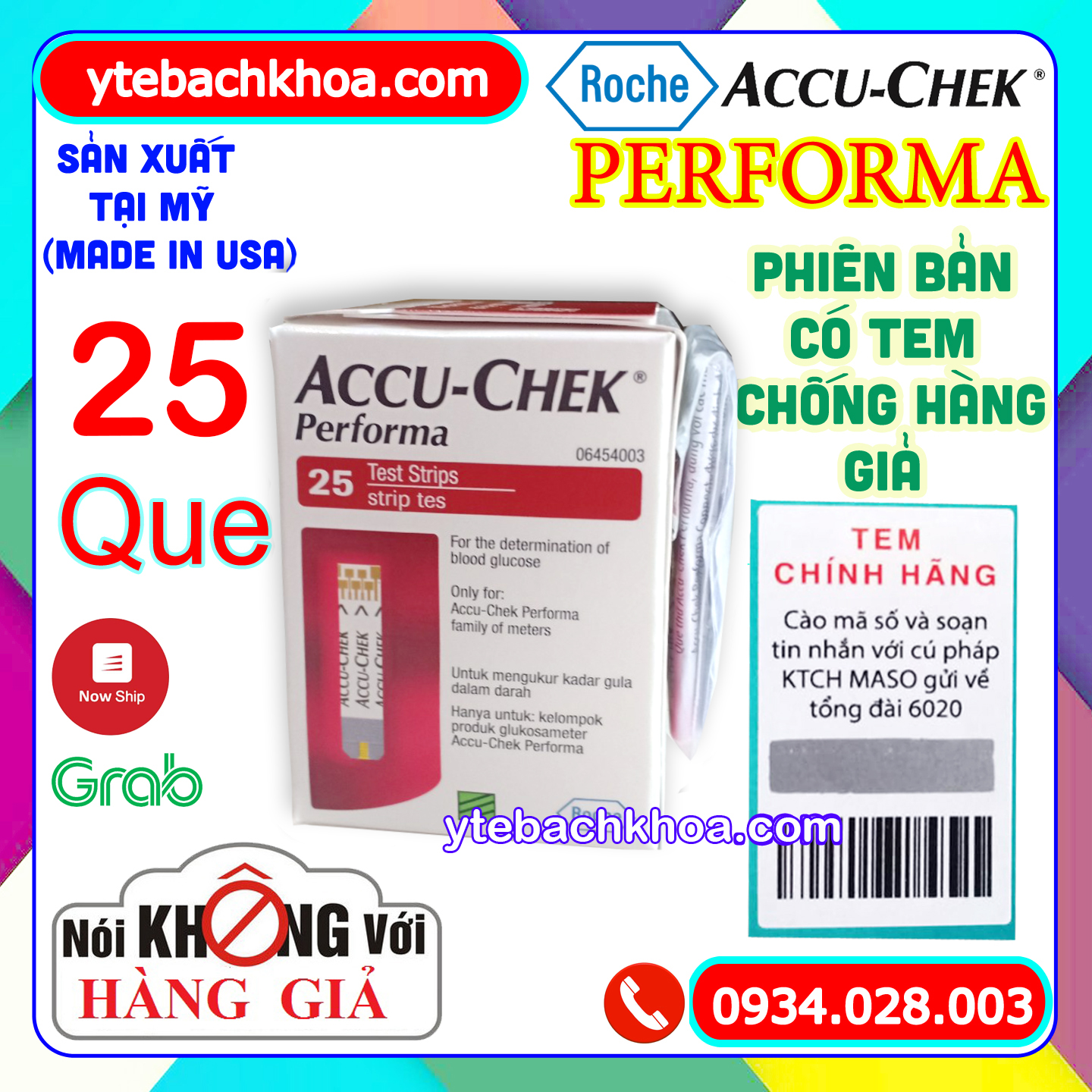 Que Thử Đường AccuChek Performa (25 que)