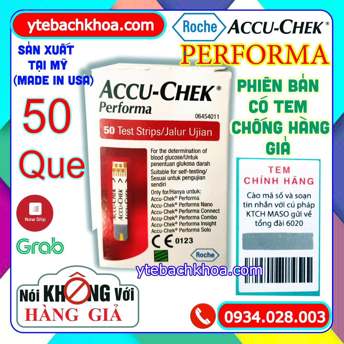 Que Thử Đường AccuChek Performa (50 que)