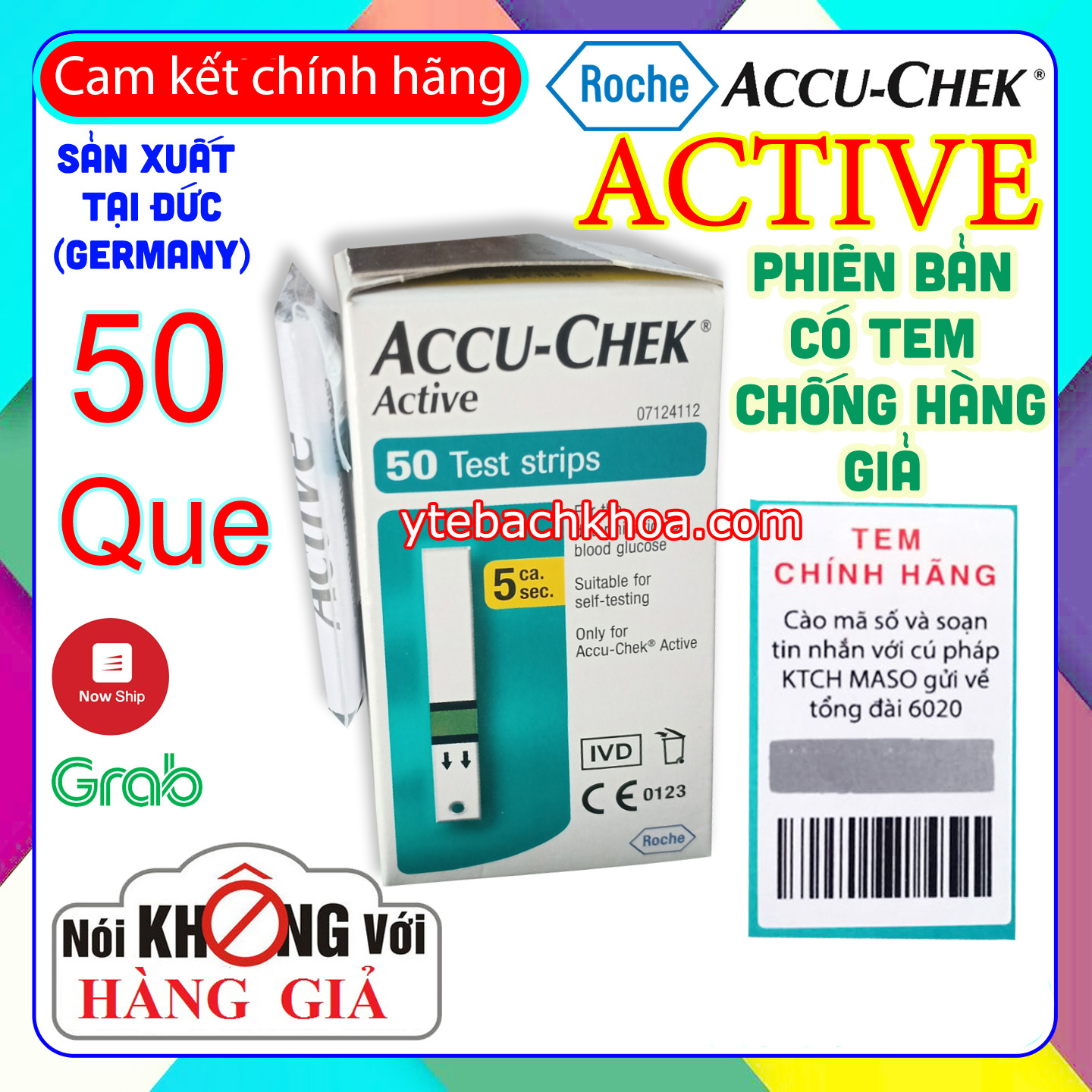 Que Thử Đường Huyết Accu-Chek Active (50 que)